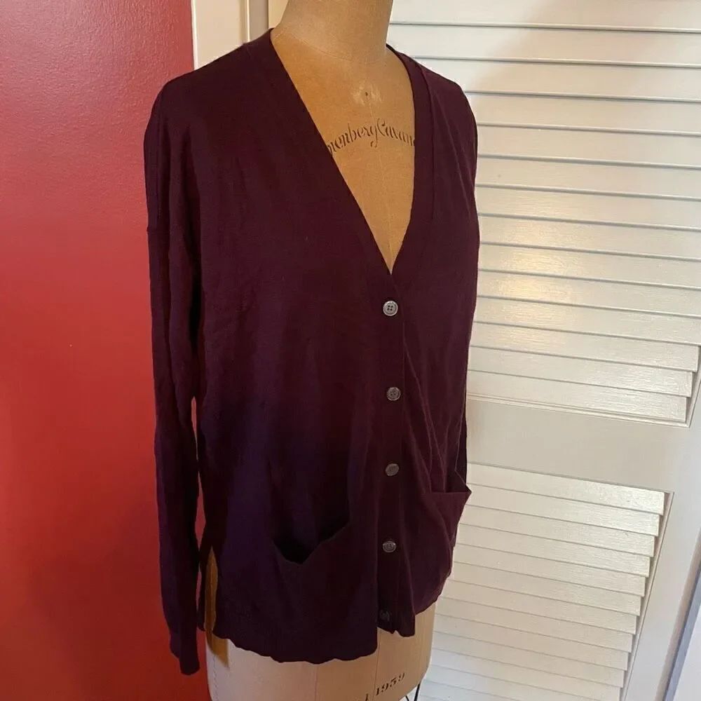 LOFT | oversized maroon cardigan S - Picture 2 of 5